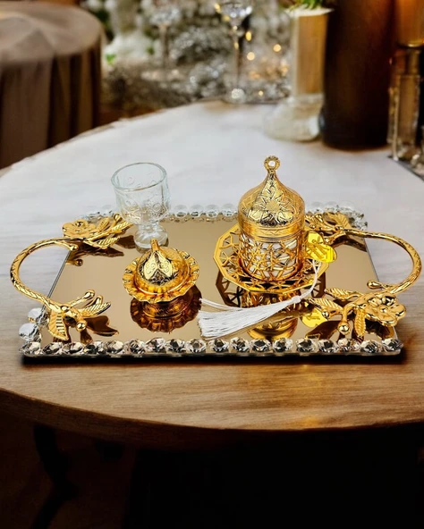 Amour Söz Nişan Kahve Tepsisi  krem