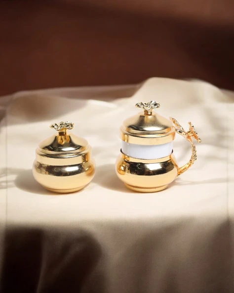 Mila Lüx Damat Kahve Fincanı ve Lokumluk gold