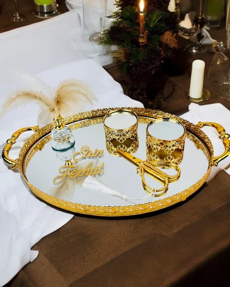 Togetherness Nişan kahve tepsisi ve Söz Tepsisi Beyaz - 2