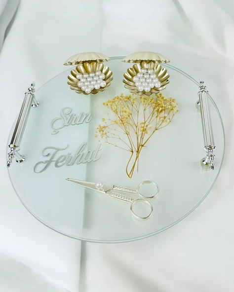 Radiant Söz Tepsisi ve Nişan Tepsisi Seti  BRONZ - 3