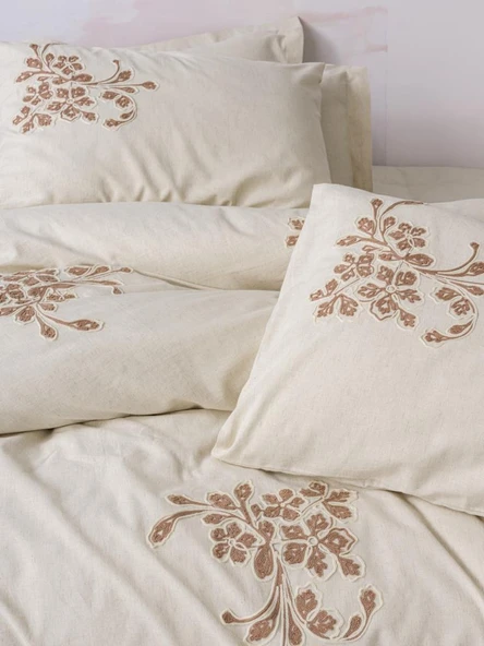 Cotton Box Cotton Keten Çift Kişilik Nevresim Takımı Kaneli - 2