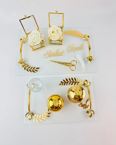 Embrace Gold Şeffaf Söz Tepsisi   Beyaz - 2