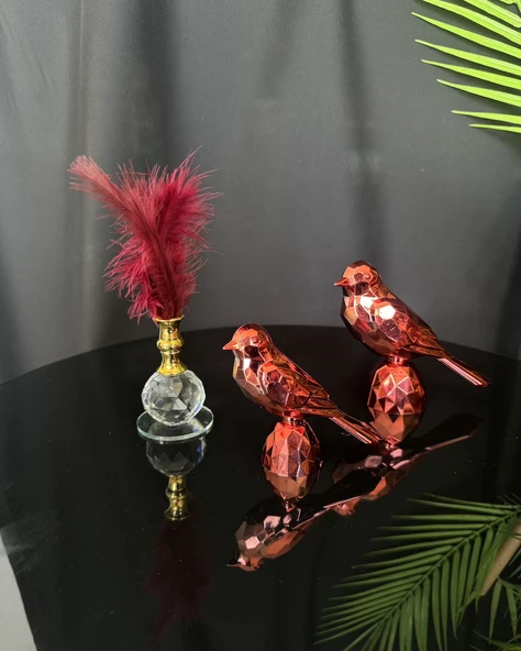 Meadow Gold Dekoratif Kuş ve Tüylük Seti Kırmızı