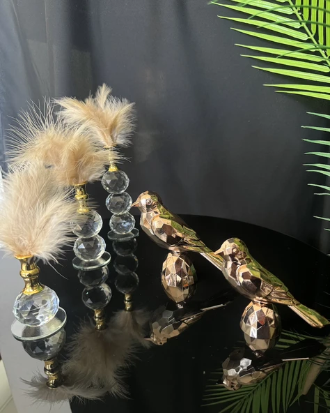 Breeze Dekoratif Gold Kuş ve Tüylük BRONZ