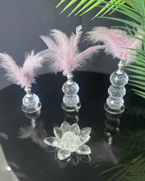 Seraph Gümüş Dekoratif Tüylük ve Lotus pudra pembe