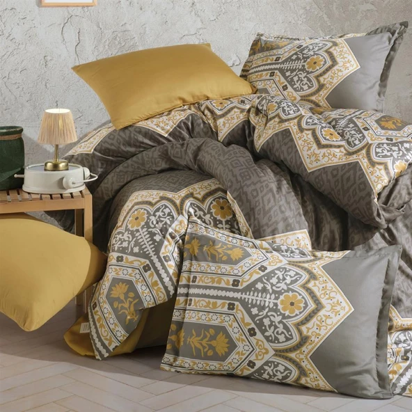 Clasy Saten Çift Kişilik Nevresim Takımı Adal Haki - Resim 2