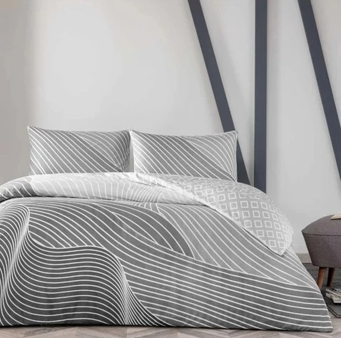 Taç Çift Kişilik Ranforce Nevresim Takımı Crumbly Gri ürün görseli