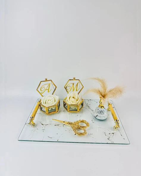 Fidelity Şeffaf Desenli Söz Tepsisi BRONZ - 2