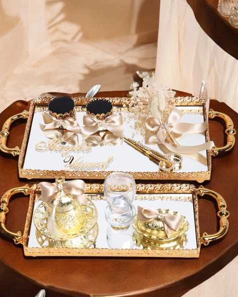 Affection Dantelli Gold Söz Nişan Tepsisi  gold