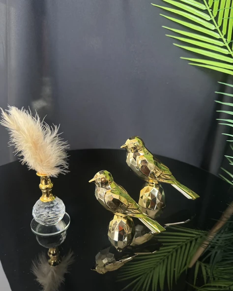 Meadow Gold Dekoratif Kuş ve Tüylük Seti gold - 2