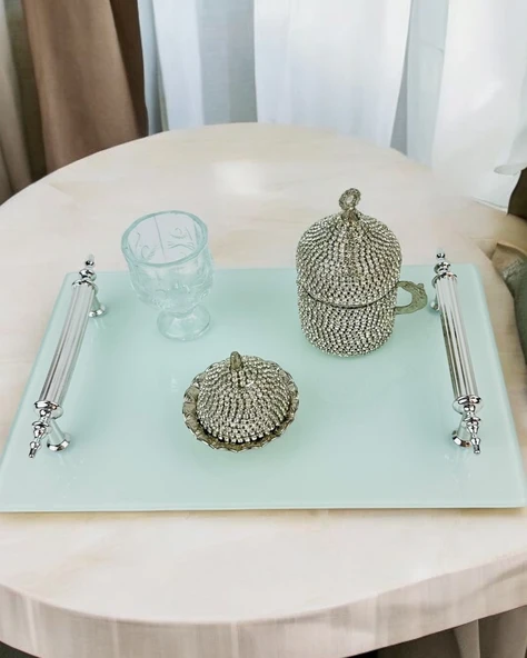 Harmonize Beyaz Söz Tepsisi ve Damat Kahve Fincanı  krem - 2