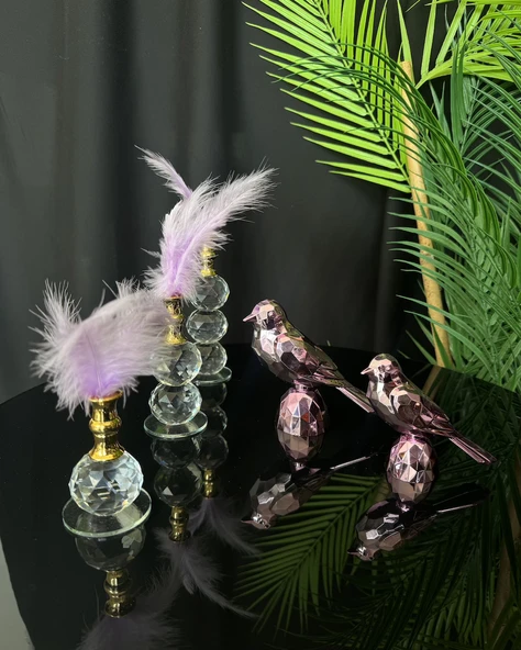 Breeze Dekoratif Gold Kuş ve Tüylük Pembe