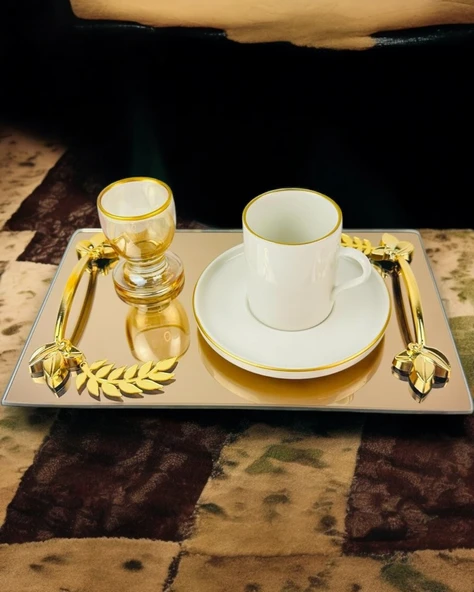 Cherish Gold Aynalı Nişan Tepsisi ve Söz Tepsisi mavi - 3