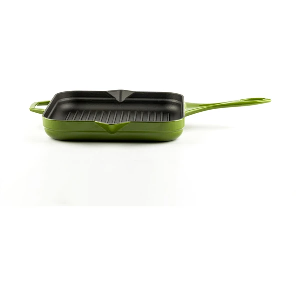 HOSSEVEN HS K GTV 2828 KARE GRİLL TAVA 28X28 CM YARDIMCI KULPLU YEŞİL