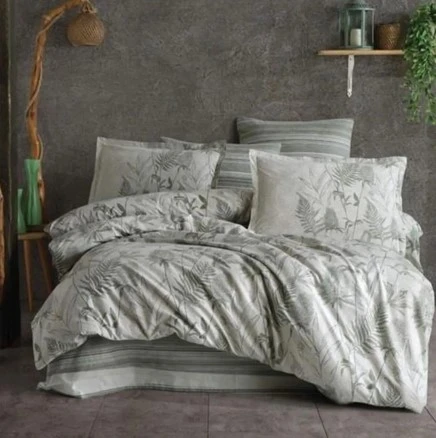 Clasy Ranforce Nevresim Takımı Çift Kişilik Tuva v1 Yeşil ürün görseli