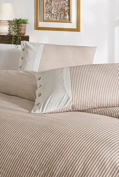 Özdilek Çift Kişilik Ranforce Nevresim Takımı Natural Line Somon - 2
