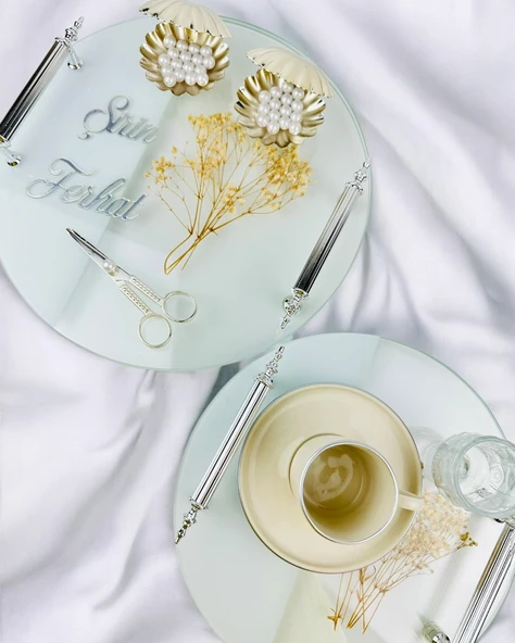 Radiant Söz Tepsisi ve Nişan Tepsisi Seti BRONZ