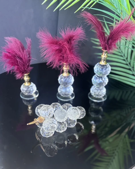 Elysia Dekoratif Gold Tüylük ve Üzüm Kırmızı