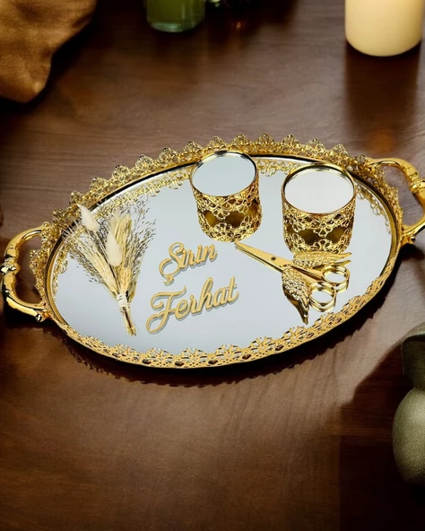 Togetherness Nişan kahve tepsisi ve Söz Tepsisi Siyah - 2