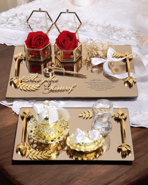 Harmony Söz Tepsisi ve Damat Kahve Fincan Tepsisi   Beyaz