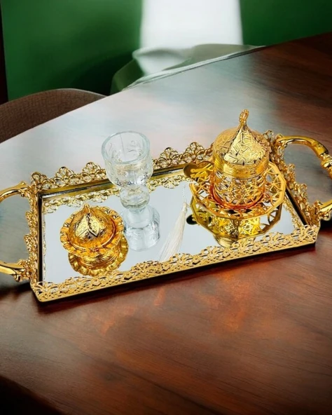 Eternal Gold Söz Nişan Tepsisi ve Damat Kahve Tepsisi krem - 3