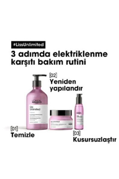 L'OREAL PROFESSİONNEL Loreal Serie Expert Liss Unlimited Elektriklenme Karşıtı Ve Yumuşaklık Veren Şampuan 500 ml - Resim 6