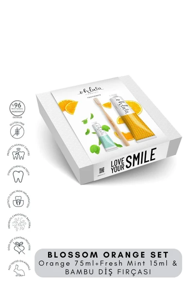 OHLALA Orange mint 75 ml + Fresh Mint 15 ml + Bambu Diş Fırçası Blossom Orange Set - 2