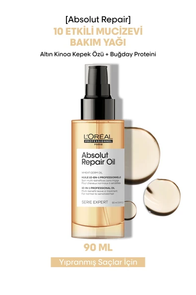 L'OREAL PROFESSİONNEL Loreal Serie Expert Absolut Repair 10 In 1 Yıpranmış Saçlar Için 10 Etkili Mucize Saç Bakım Yağı 90