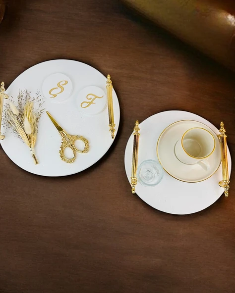 Commitment  Gold Polyester Nişan Tepsisi   Kırmızı