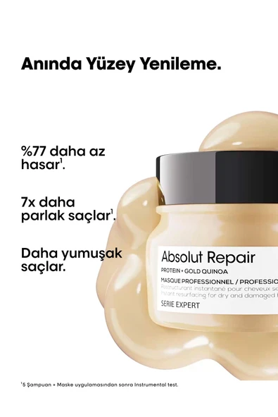 L'OREAL PROFESSİONNEL Serie Expert Absolut Repair Yıpranmış Saçlar Için Onarıcı Maske 250ml - Resim 2