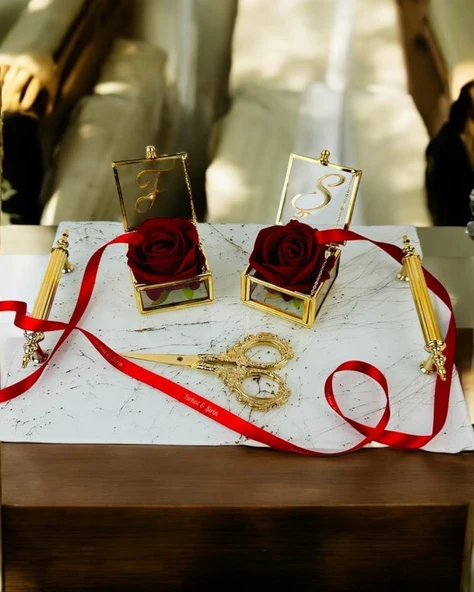 Soulmate Beyaz Desenli Söz Tepsisi ve Nişan Tepsisi Beyaz - 2