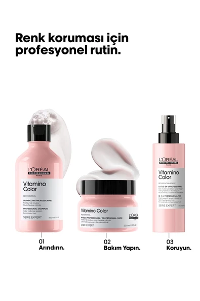 L'OREAL PROFESSİONNEL Serie Expert Vitamino Color Boyalı Saçlar Için Renk Koruyucu Şampuan 300ml - Resim 4