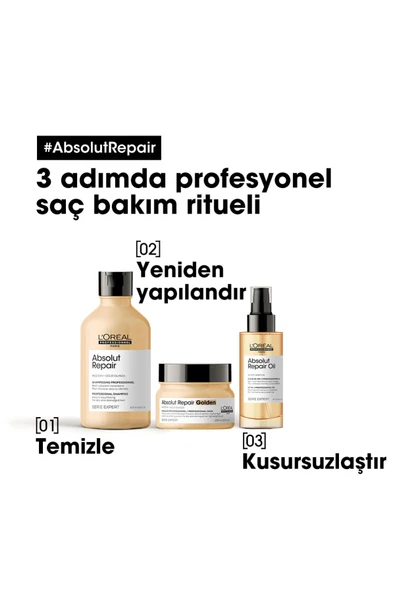 L'OREAL PROFESSİONNEL Serie Expert Absolut Repair Yıpranmış Saçlar Için Onarıcı Altın Maske 250ml - 5