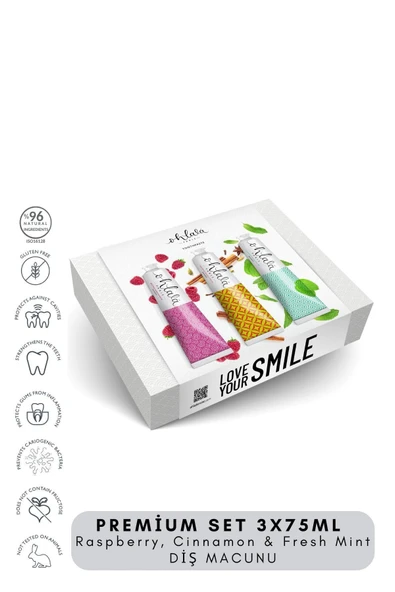 OHLALA Raspberry, Cinnamon & Fresh Mint Premium Set 3 x 75 ml Diş Macunu - 2