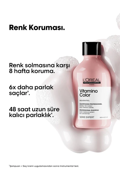L'OREAL PROFESSİONNEL Serie Expert Vitamino Color Boyalı Saçlar Için Renk Koruyucu Şampuan 300ml - Resim 2