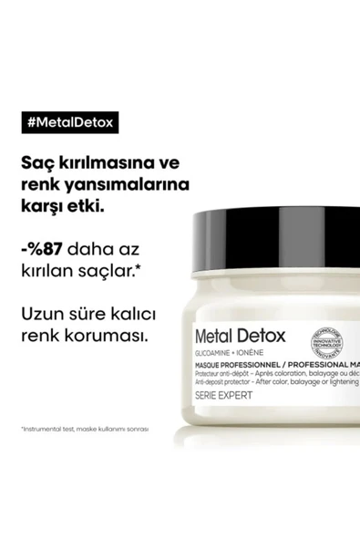 L'OREAL PROFESSİONNEL Loreal Professional Metal Detox-Kırılma Karşıtı Saça Yoğun Parlaklık Veren 3'lü/Bakım Seti/GEM100D5S - Resim 3
