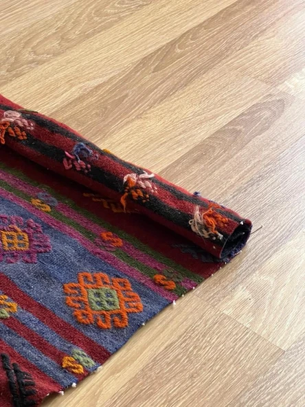 56x98 cm Küçük Tribal Desenli Renkli Vintage Kilim Halı, El Dokuma Geometrik Mini Alan Kilim - 2
