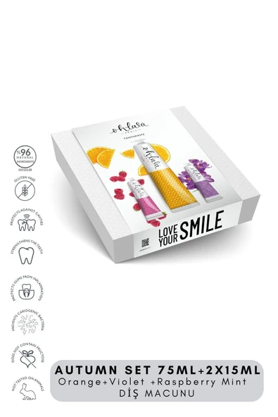 OHLALA Orange Mint 75 ml + Violet Mint 15 ml + Raspberry mint 15 ml Autumn Set Diş Macunu - 2