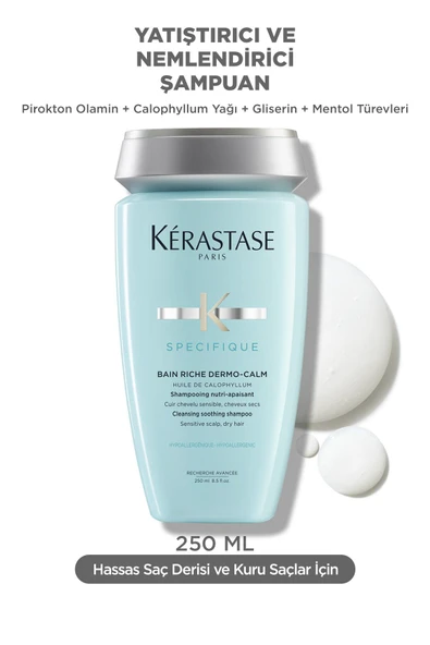 KERASTASE Specifique Bain Dermocalm Riche Kuru Saç Derisi Için Hassasiyet Karşıtı Şampuan 250 ml