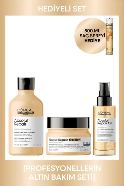 L'OREAL PROFESSİONNEL Serie Expert Absolut Repair Profesyonellerin Altın Bakım 3 Lü Set