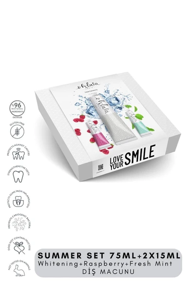 OHLALA Whitening 75 ml + Fresh Mint 15 ml + Raspberry mint 15 ml Summer Set Diş Macunu - 2