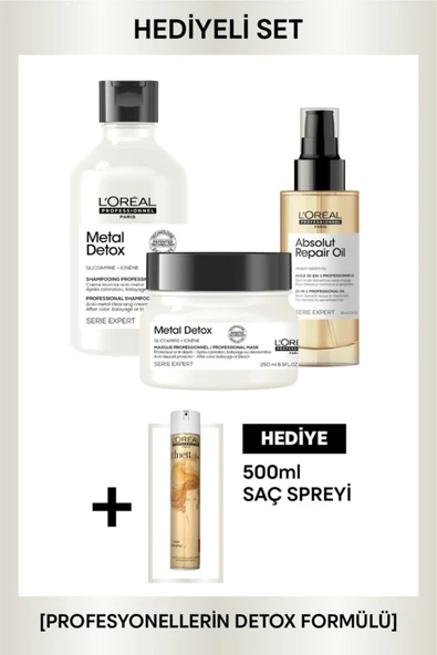 L'OREAL PROFESSİONNEL Serie Expert Metal Detox, Profesyonellerin Süper Detox Formülü Saç Bakım 3 'lü Set
