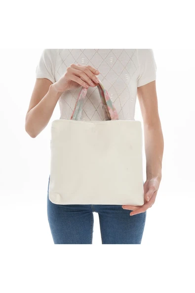 ÇANTA avvaH Özel Tasarım Beyaz Kaşe Çiçek Desenli El Çantası BKJD1015 - 3