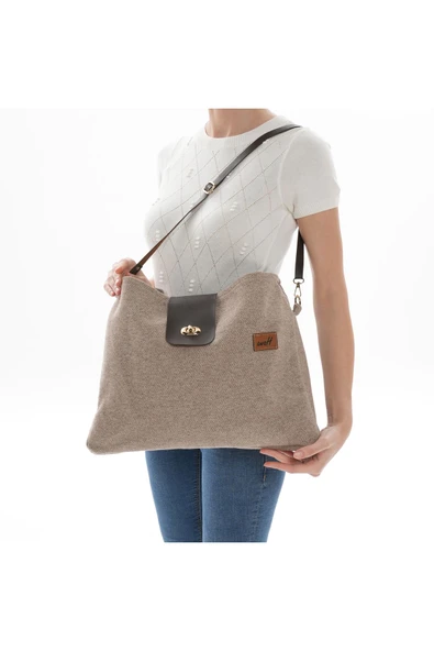 ÇANTA avvaH Özel Tasarım Bej Kaşe Büyük Kol Çantası BKKA1030 - 3