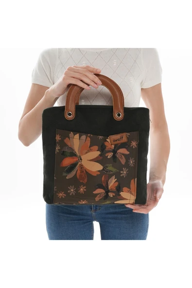 ÇANTA avvaH Özel Tasarım Haki Kaşe Bohem Desenli El Çantası HKDJKE1016