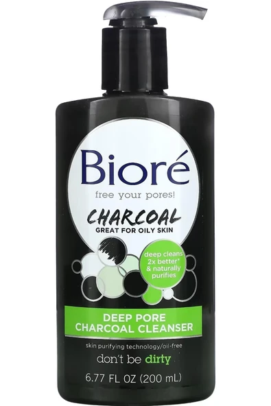 BİORE Charcoal Yağlı Ciltler Için Derin Gözenek Temizleyici 200ml