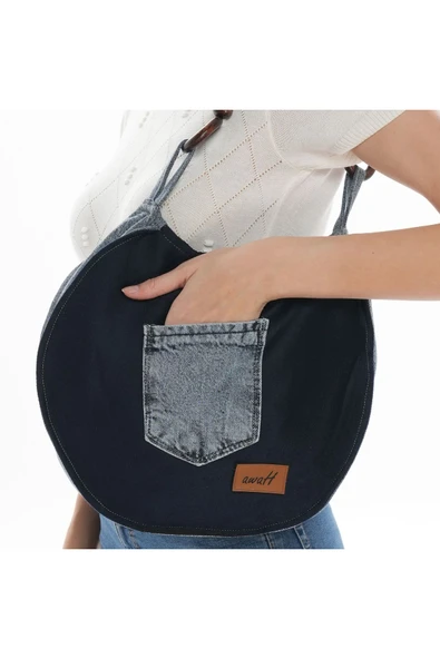 ÇANTA avvaH Özel Tasarım Jeans Detaylı Kaşe Kol Çantası LKBA1038 - 2