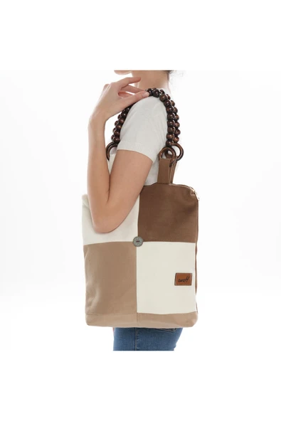 ÇANTA avvaH Özel Tasarım Dört Yama Kaşe Kol Çantası KKDBAD1011 - 3