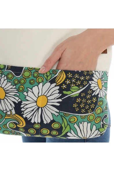 ÇANTA avvvaH Özel Tasarım Beyaz Kaşe Çiçek Desenli Kol Çantası BKYD1009 - 2