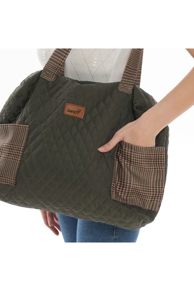 ÇANTA avvaH Özel Tasarım Haki Renk Kapitone Anne Kol Çantası HKKK1027 - 2